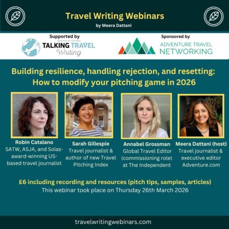 Graphic for a webinar called 'Resilience, rejection, reset: Modifying your pitch game in 2026' showing four panellists and details of the event.